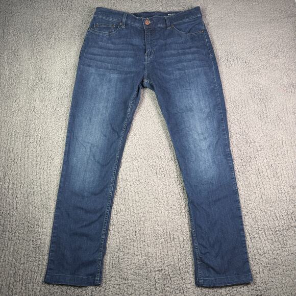 Mugsy Jeans Mens 35x30 Blue Fultons Straight Faded Dark Wash Stretch Denim - Picture 2 of 9